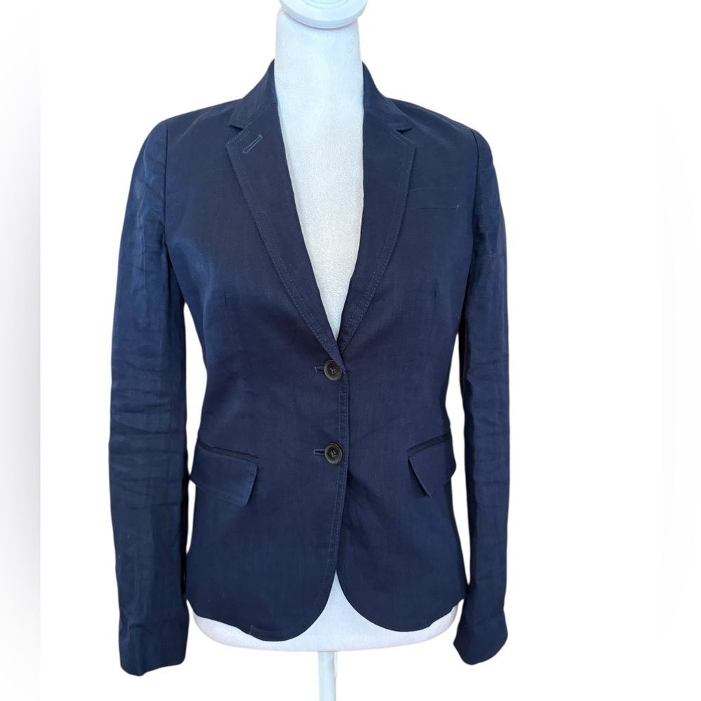 J Crew School Boy Blazer In Linen Deep Navy Blue Womens Size 0 New Without Tags